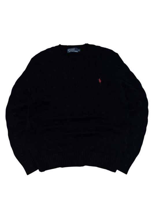 Bluza męska sweter Ralph Lauren warkocz czarny