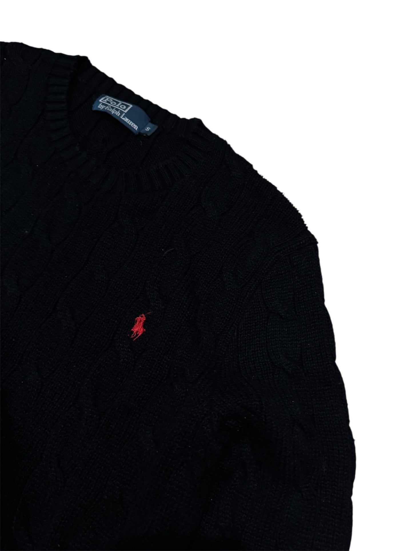 Bluza męska sweter Ralph Lauren warkocz czarny