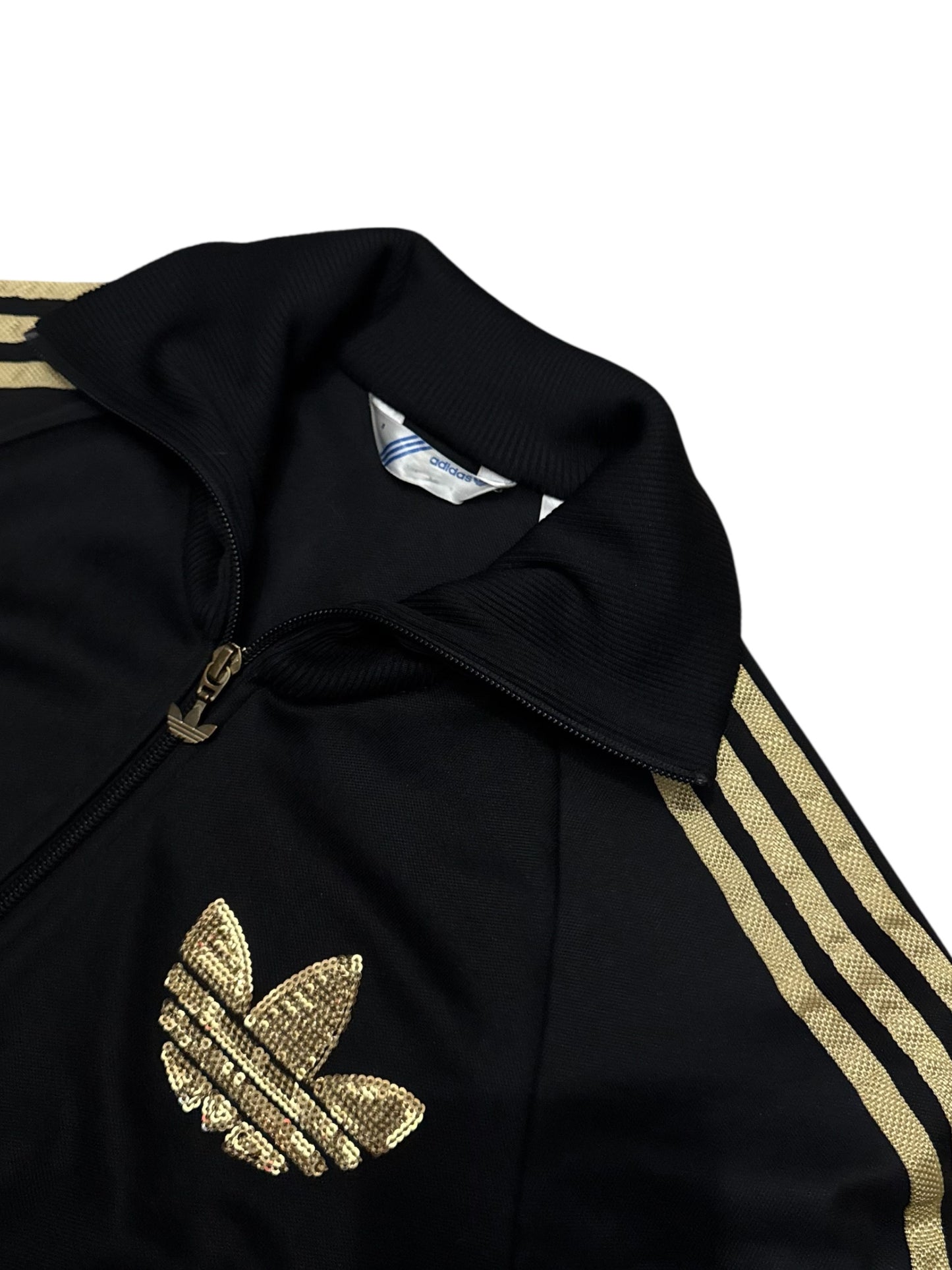 Bluza Adidas damska czarna złota z lampasami