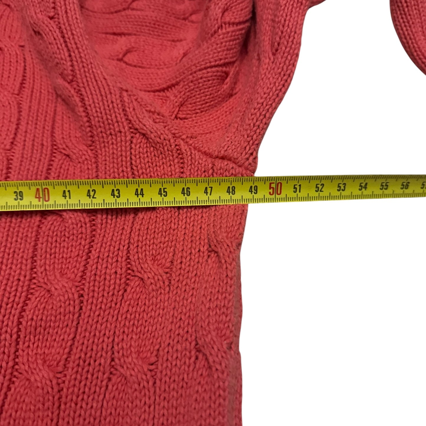 Sweter Ralph Lauren koralowy warkocz bawełniany