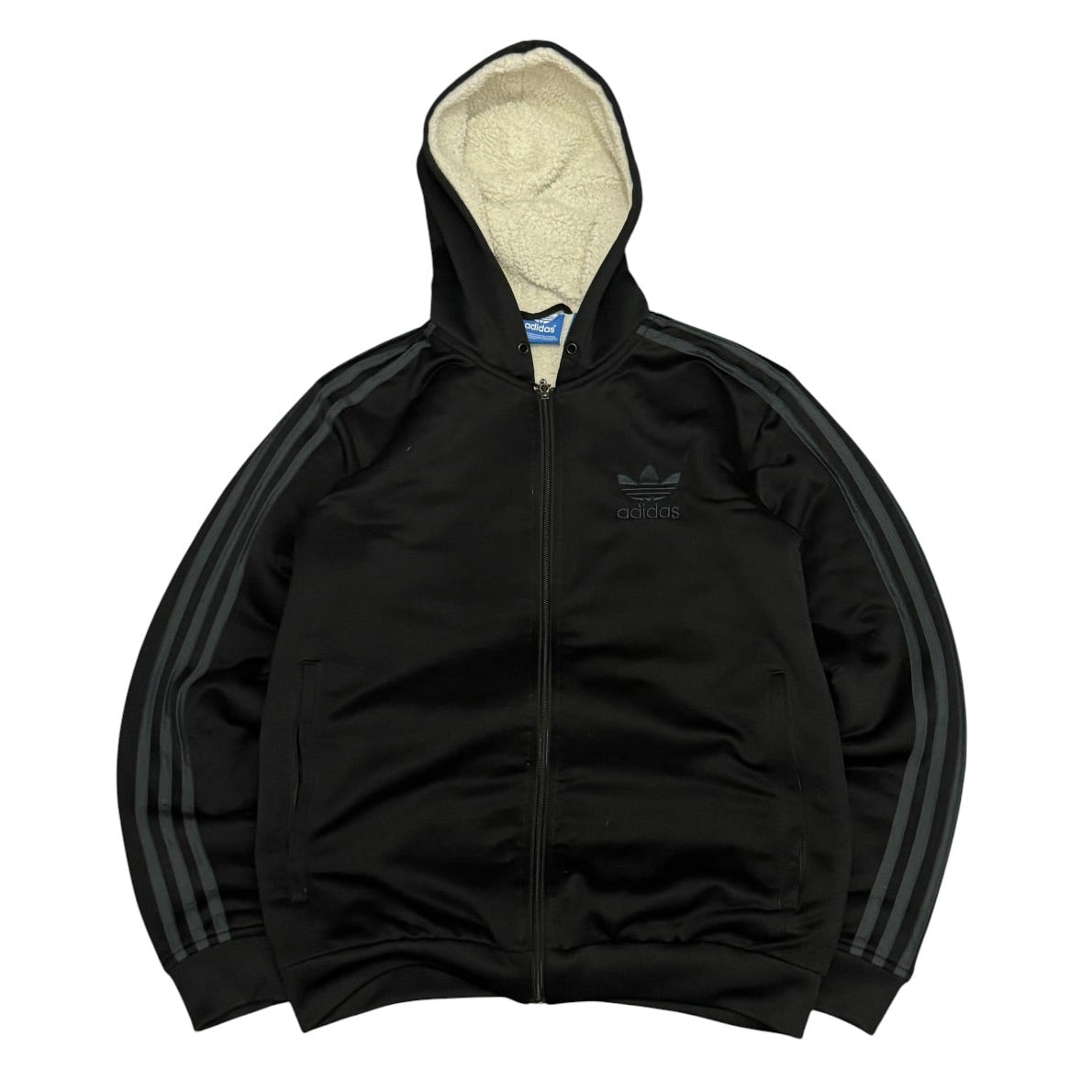 Bluza Adidas Tracksuit z futerkiem polarem teddy czarna