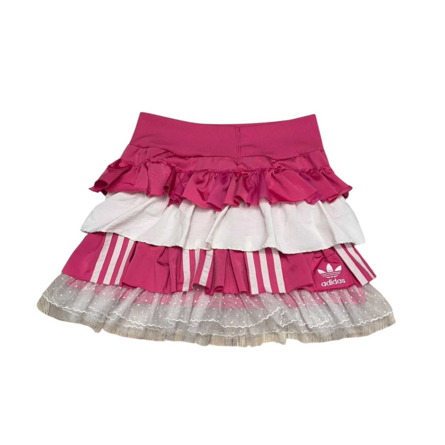 Adidas upcycle spódniczka różowa alternative coquette Y2K z koronką – unikat ♻️🖤