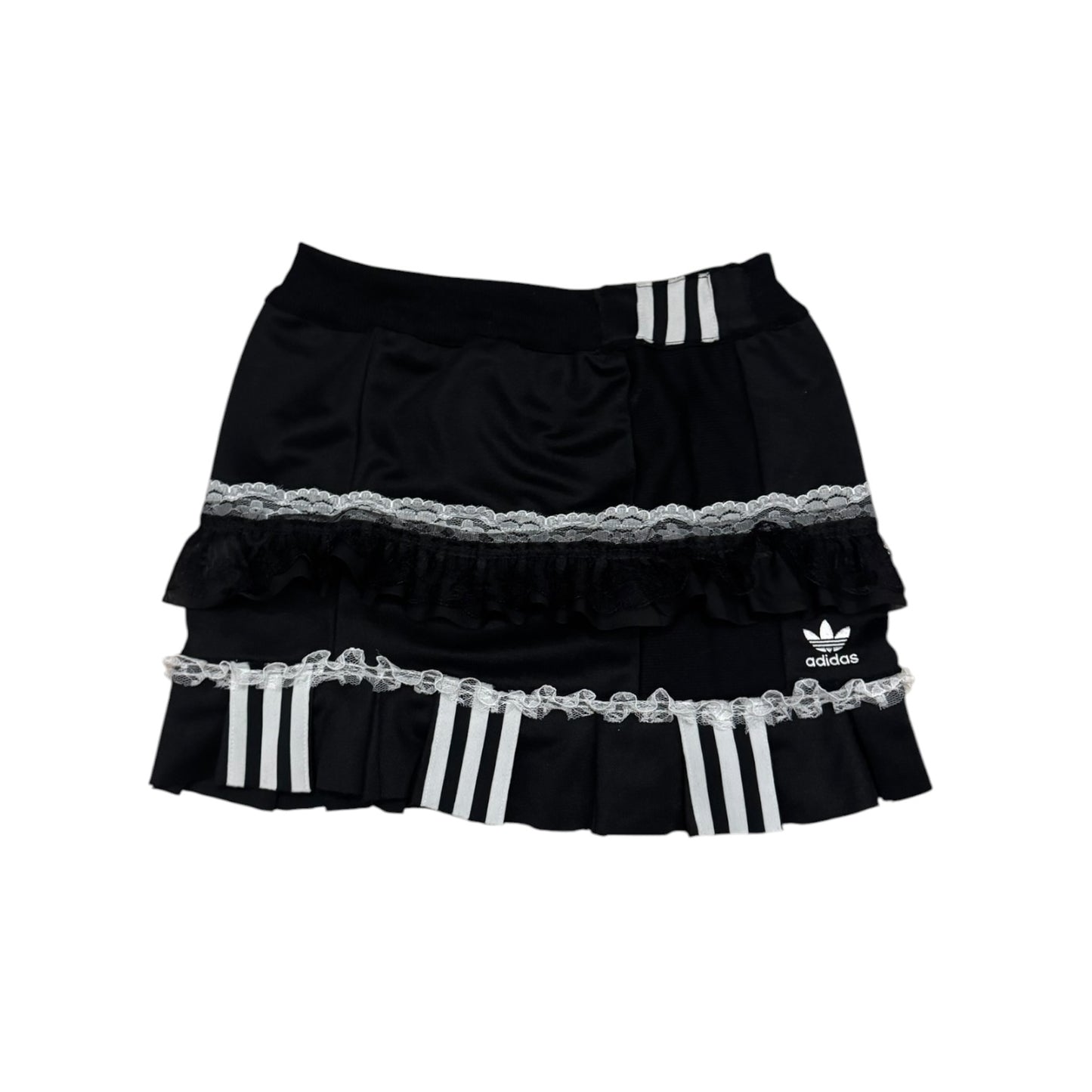 Adidas upcycle spódniczka  alternative coquette Y2K z koronką – unikat ♻️🖤