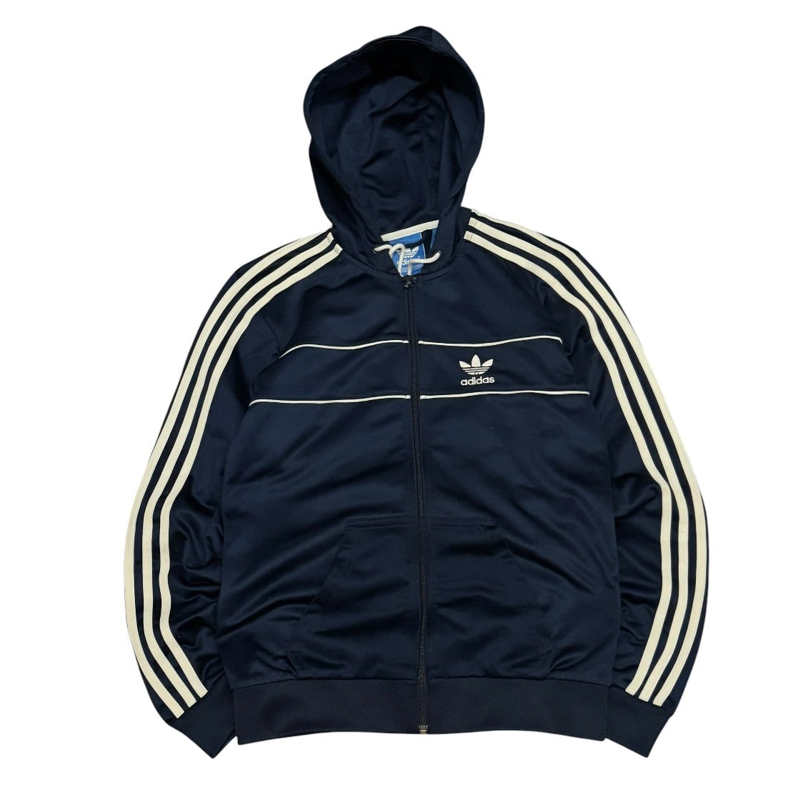 Bluza męska Adidas granatowa z kapturem swag drip rap