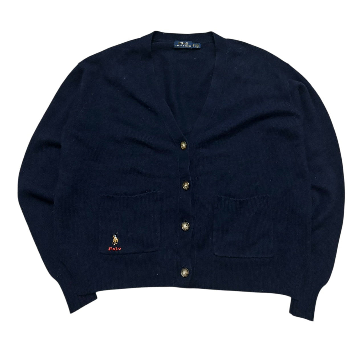 Sweter Ralph Lauren damski kardigan wełniany oxford vintage  granatowy