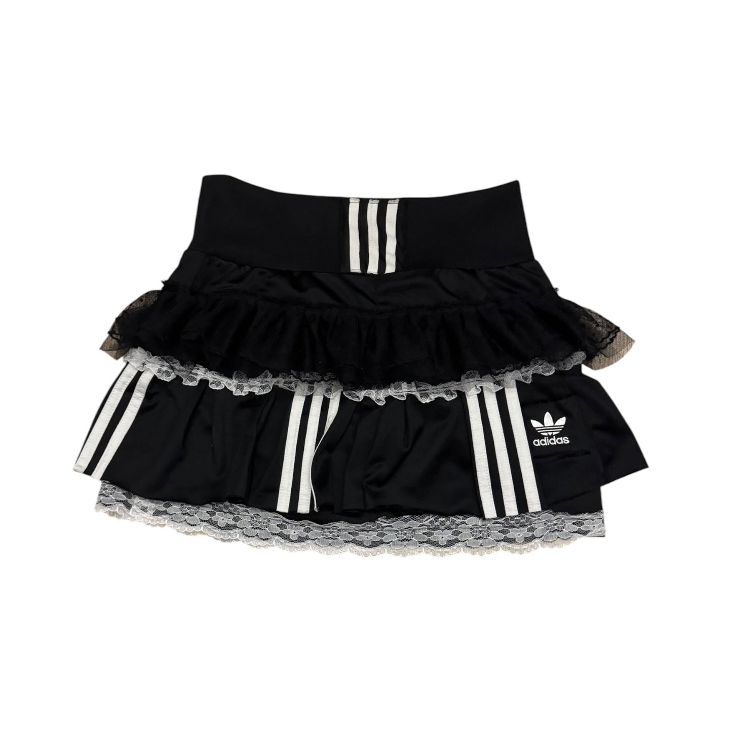 Adidas upcycle spódniczka alternative coquette Y2K z koronką – unikat ♻️🖤