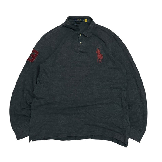 Koszulka męska Polo Ralph Lauren z długim rękawem szara polówka
