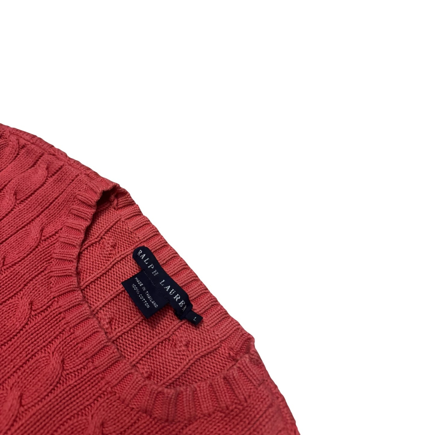 Sweter Ralph Lauren koralowy warkocz bawełniany
