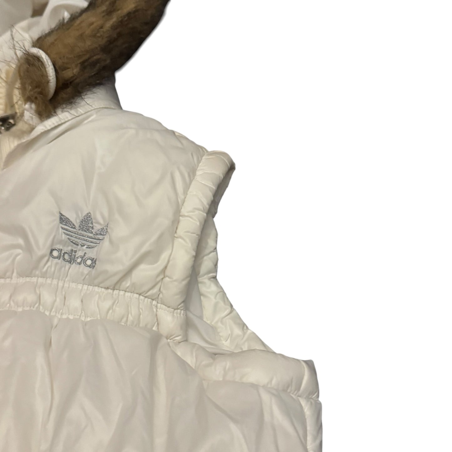 Kamizelka damska Adidas z futerkiem kremowa vintage alternative