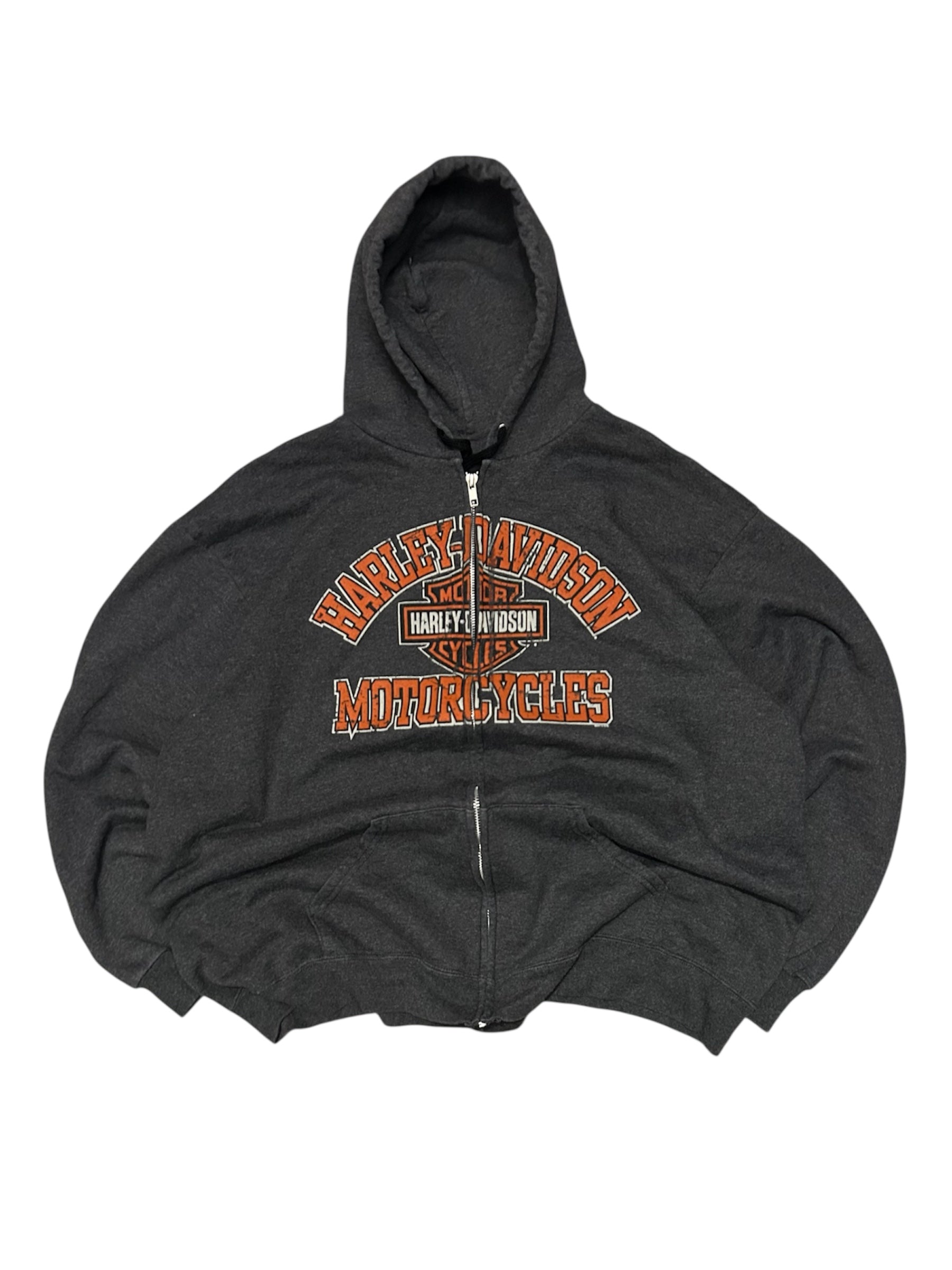 Bluza męska Harley Davidson vintage Y2K rap szara z kapturem