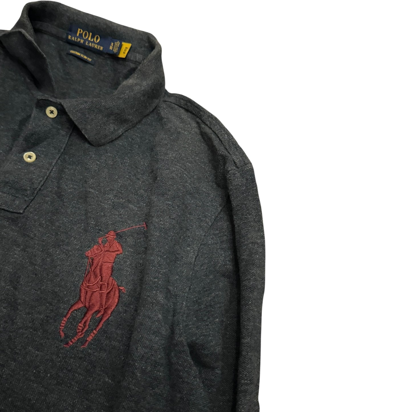 Koszulka męska Polo Ralph Lauren z długim rękawem szara polówka
