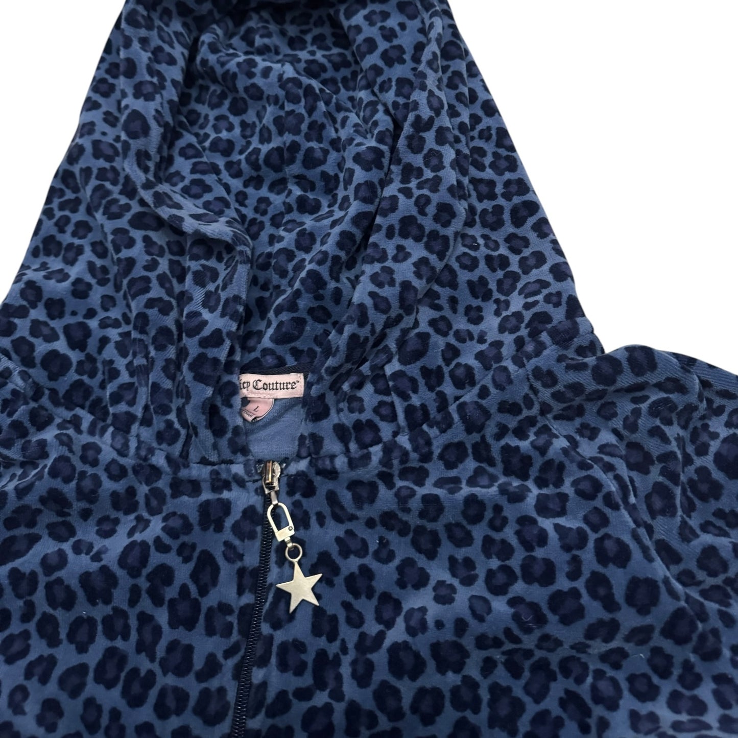 Bluza damska Juicy Couture w panterkę y2k niebieska granatowa vintage