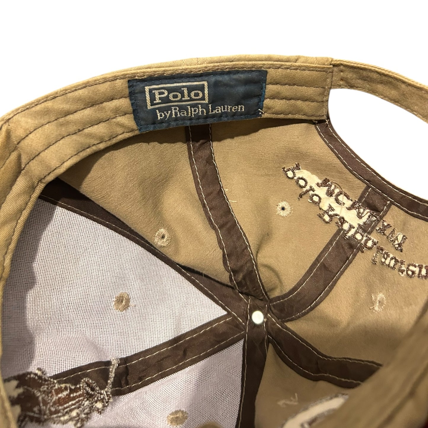 Czapka z daszkiem Ralph Lauren beżowa unisex vintage