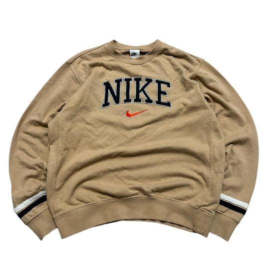 Bluza bez kaptura crewneck Nike beżowa swoosh vintage Basic