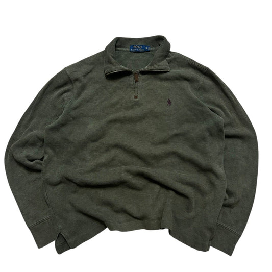 Sweter Ralph Lauren khaki zielony zip rozpinany vintage