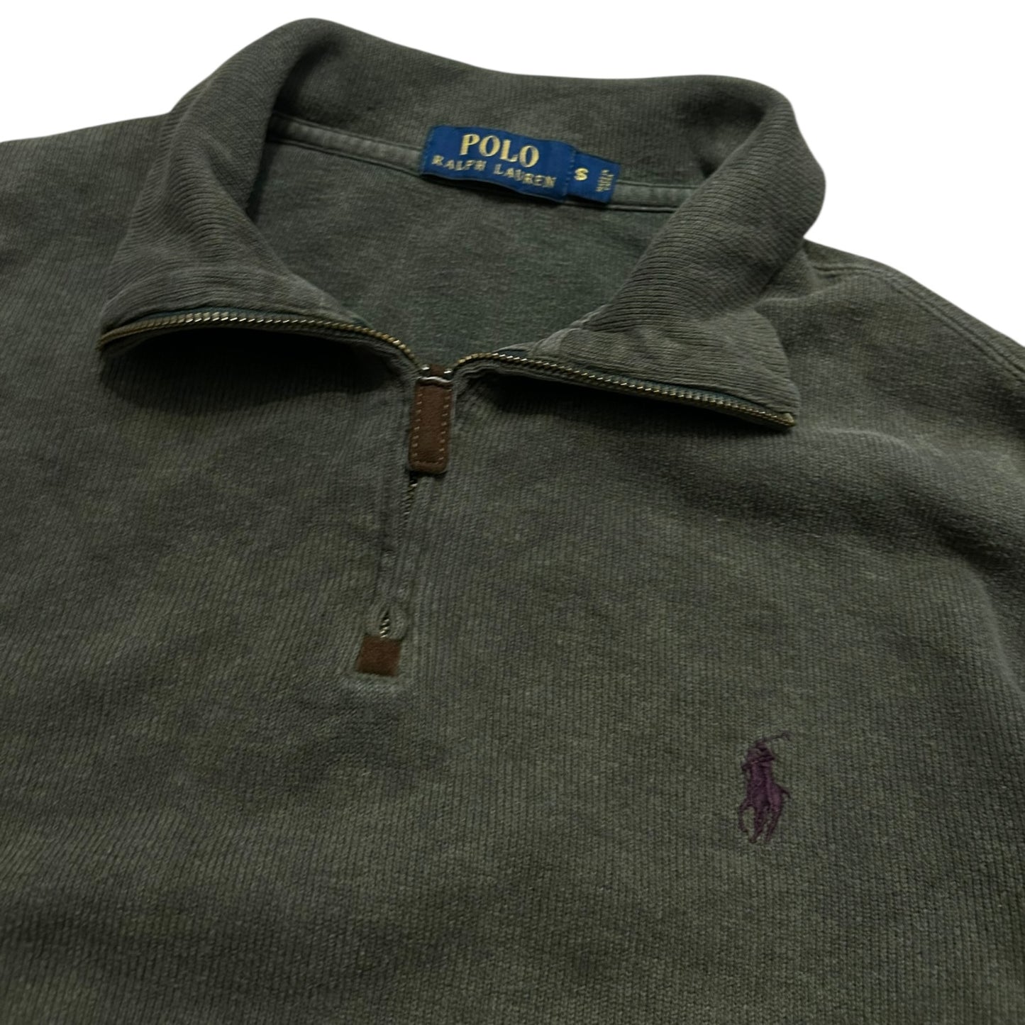 Sweter Ralph Lauren khaki zielony zip rozpinany vintage