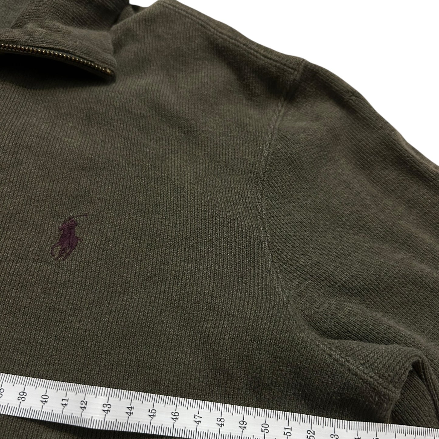 Sweter Ralph Lauren khaki zielony zip rozpinany vintage