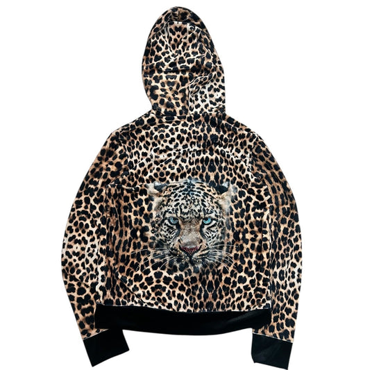 Bluza welurowa y2k alternative 2000s w panterkę z tygrysem