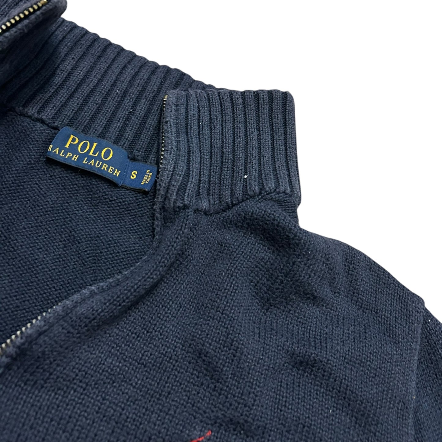Granatowy sweter męski Ralph Lauren rozpinany zip vintage Basic old money bluza męska