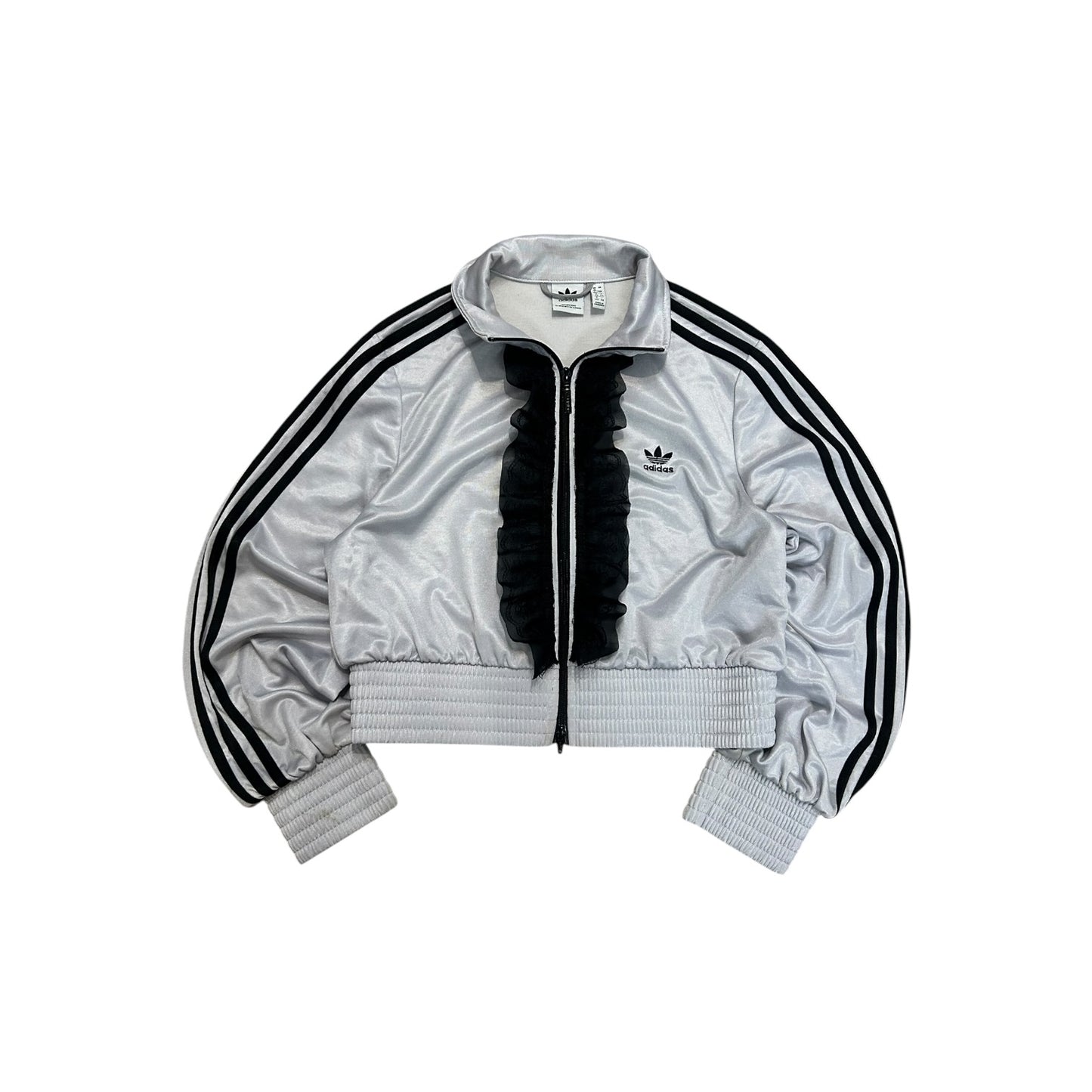 Adidas upcycle bluza alternative coquette Y2K z koronką – unikat ♻️🖤