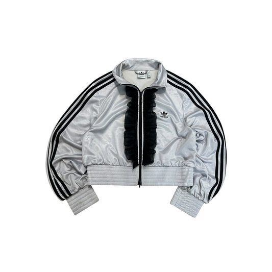 Adidas upcycle bluza alternative coquette Y2K z koronką – unikat ♻️🖤