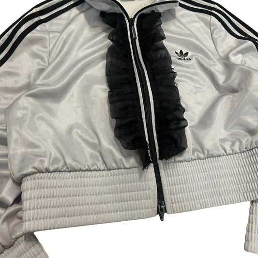 Adidas upcycle bluza alternative coquette Y2K z koronką – unikat ♻️🖤