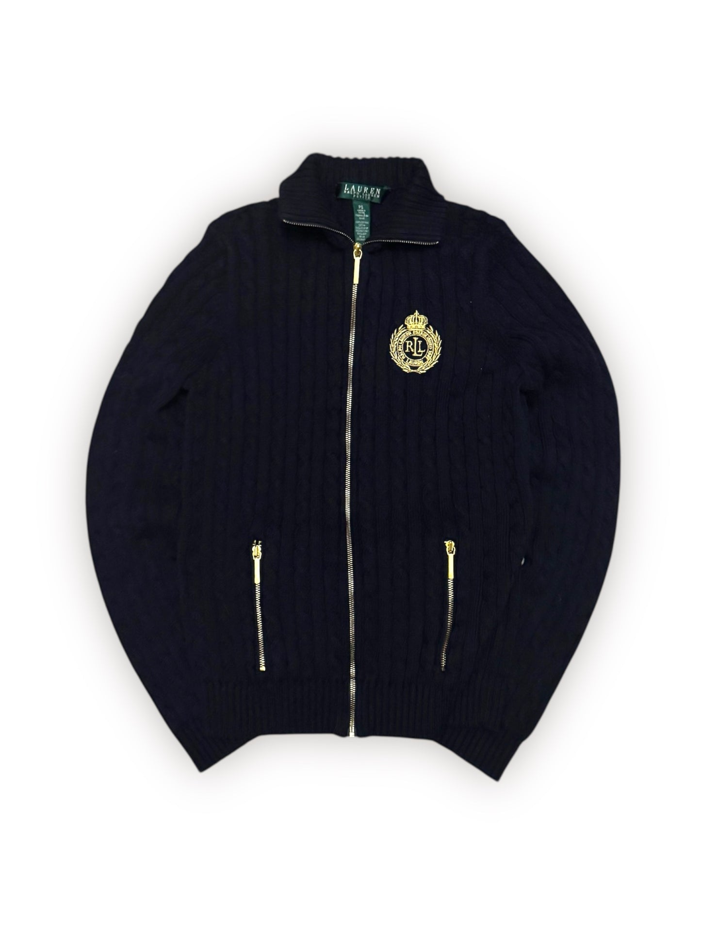 Sweter damski Ralph Lauren warkocz granatowy