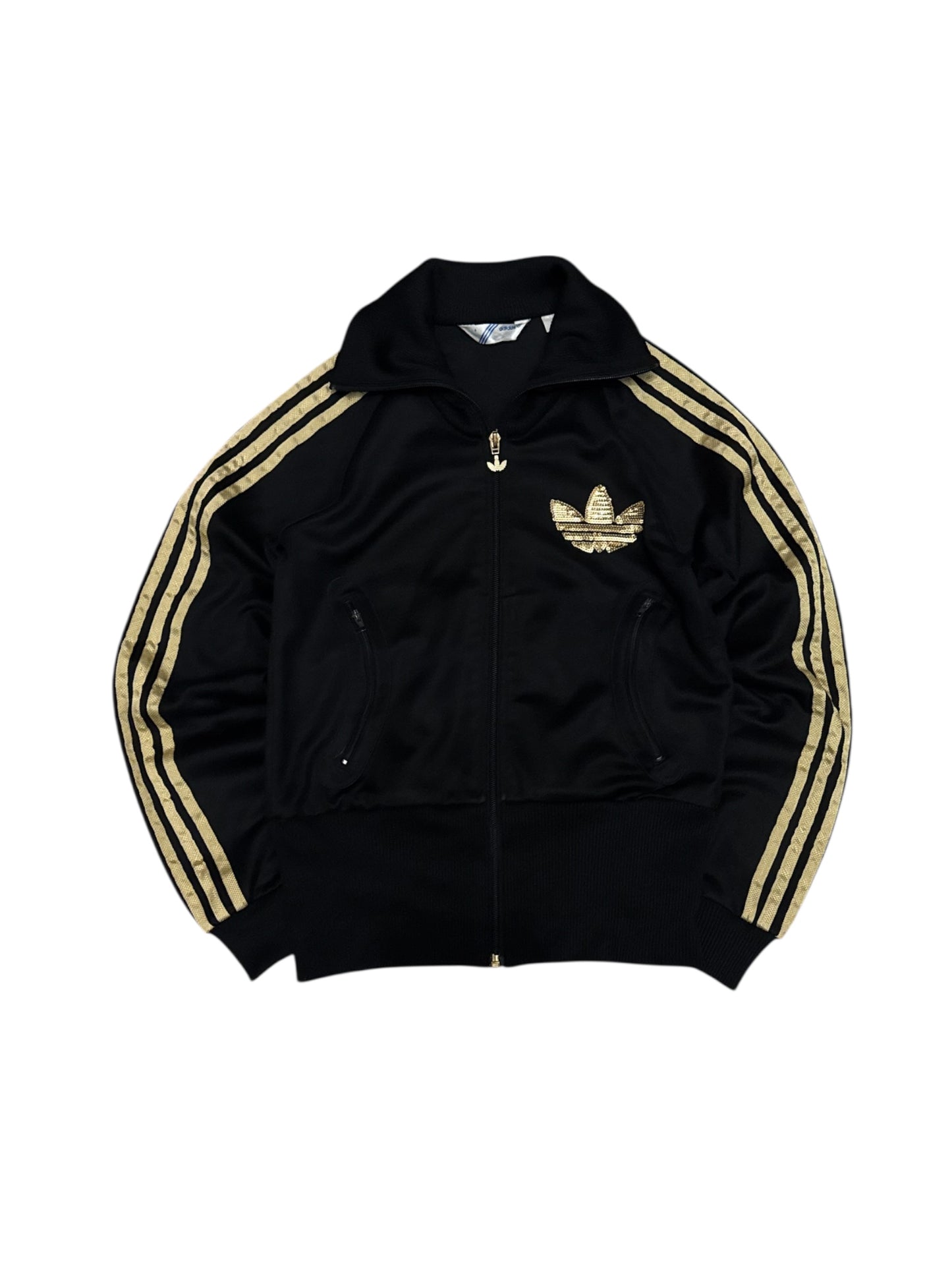 Bluza Adidas damska czarna złota z lampasami