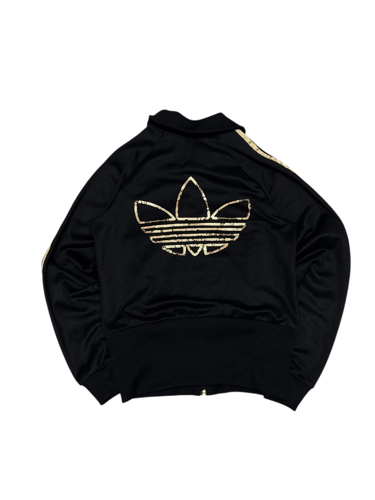 Bluza Adidas damska czarna złota z lampasami
