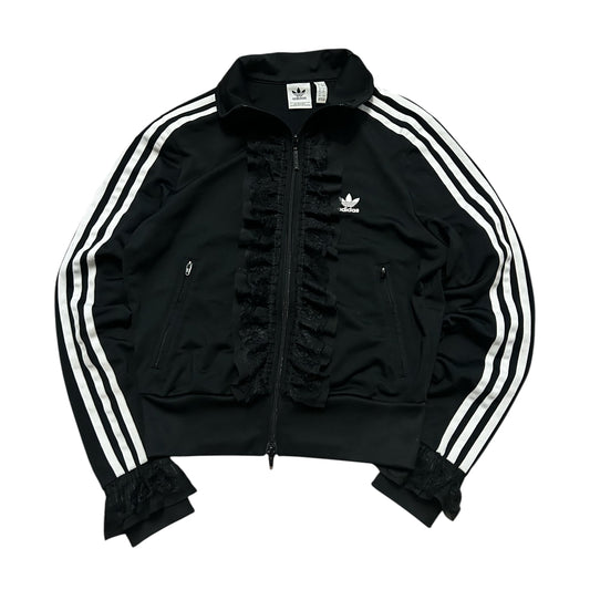 Adidas upcycle bluza alternative coquette Y2K z koronką – unikat ♻️🖤