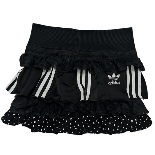 Adidas upcycle spódniczka w kropki groszki alternative coquette Y2K z koronką – unikat ♻️🖤